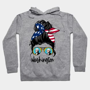 Washington girl Messy bun , American Girl , Washington Flag Hoodie